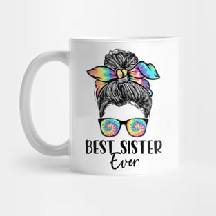 Best Sister Ever Tie Dye Messy Bun Bandana Mother's Day Mug